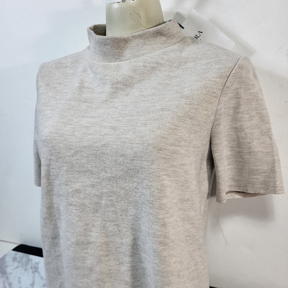 Zara Crop Short Sleeve Turtleneck Sweater - Picture 2 of 6